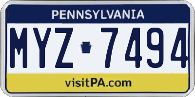 PA license plate MYZ7494