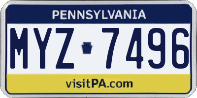 PA license plate MYZ7496