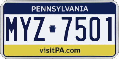 PA license plate MYZ7501