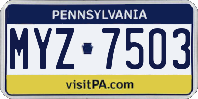 PA license plate MYZ7503