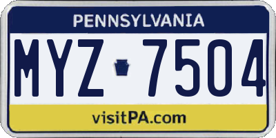PA license plate MYZ7504