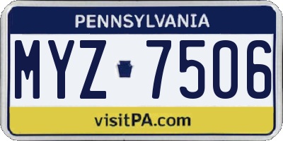 PA license plate MYZ7506
