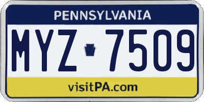 PA license plate MYZ7509