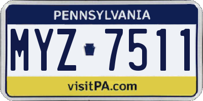 PA license plate MYZ7511