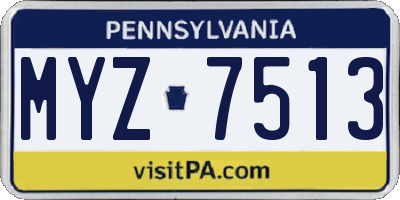 PA license plate MYZ7513