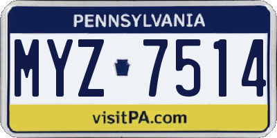 PA license plate MYZ7514