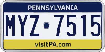 PA license plate MYZ7515