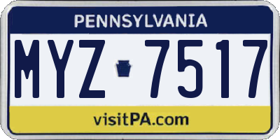PA license plate MYZ7517