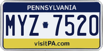 PA license plate MYZ7520