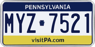 PA license plate MYZ7521