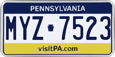 PA license plate MYZ7523