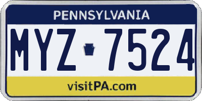 PA license plate MYZ7524