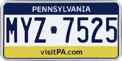 PA license plate MYZ7525