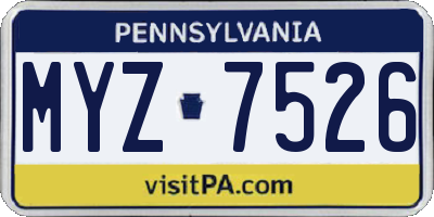 PA license plate MYZ7526
