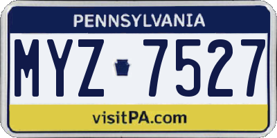 PA license plate MYZ7527