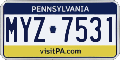 PA license plate MYZ7531