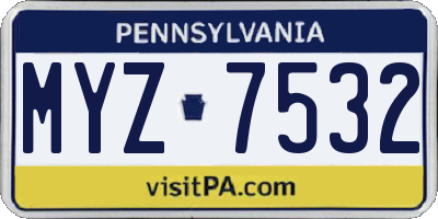 PA license plate MYZ7532