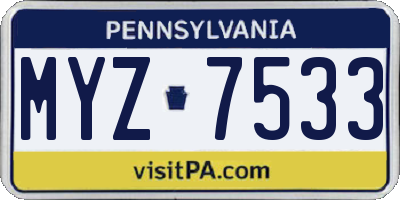 PA license plate MYZ7533