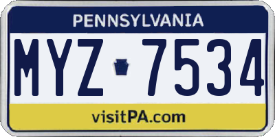 PA license plate MYZ7534
