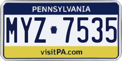 PA license plate MYZ7535