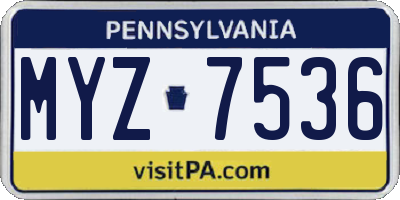 PA license plate MYZ7536