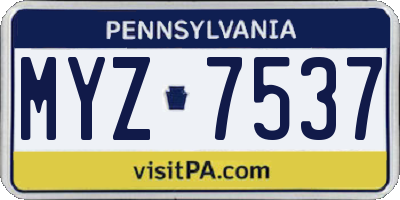 PA license plate MYZ7537