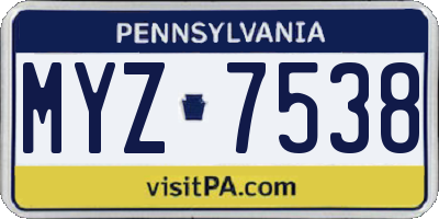 PA license plate MYZ7538