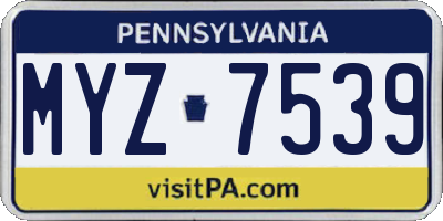 PA license plate MYZ7539