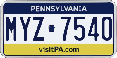 PA license plate MYZ7540
