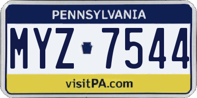 PA license plate MYZ7544