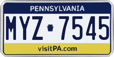 PA license plate MYZ7545