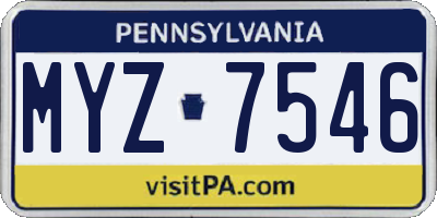 PA license plate MYZ7546