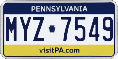 PA license plate MYZ7549