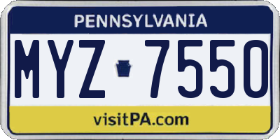 PA license plate MYZ7550