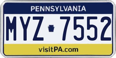 PA license plate MYZ7552