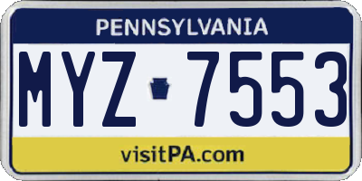PA license plate MYZ7553