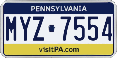 PA license plate MYZ7554