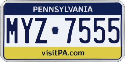 PA license plate MYZ7555