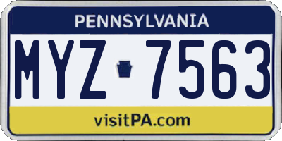 PA license plate MYZ7563