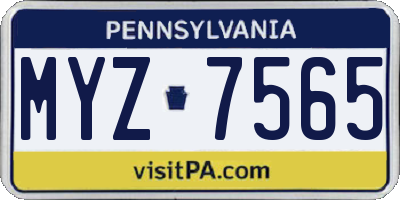 PA license plate MYZ7565