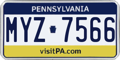 PA license plate MYZ7566