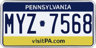 PA license plate MYZ7568
