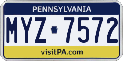PA license plate MYZ7572