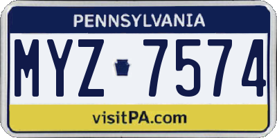 PA license plate MYZ7574