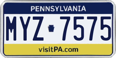 PA license plate MYZ7575