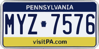 PA license plate MYZ7576