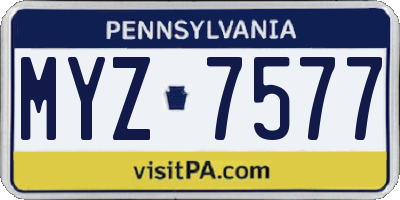 PA license plate MYZ7577