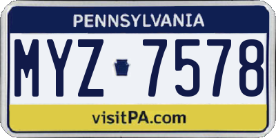 PA license plate MYZ7578