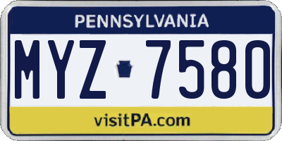 PA license plate MYZ7580