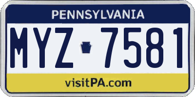 PA license plate MYZ7581